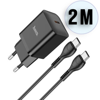 Samsung A14 - 2m Type C &amp;amp; Stekker (N27) - 20W - Zwart