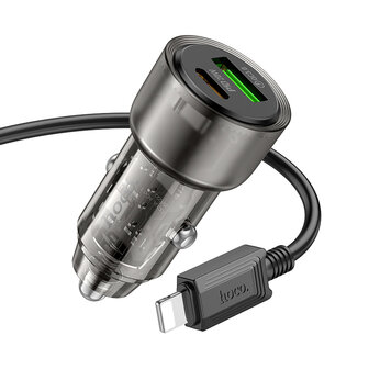 iPhone 5, 5s &amp;amp; SE - Type C naar Lightning Kabel (1 Meter) &amp;amp; Z52 Autolader - Zwart