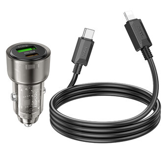 iPhone 5, 5s &amp;amp; SE - Type C naar Lightning Kabel (1 Meter) &amp;amp; Z52 Autolader - Zwart