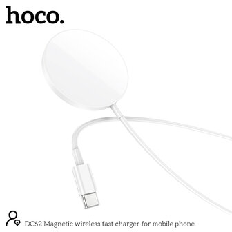 Hoco MagSafe Oplader - Snel Lader (Type C) - 1m USB C - Wit