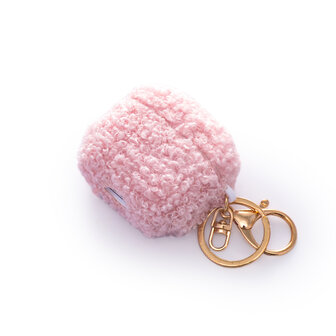 AirPods 4 - Roze - Schokbestendig Teddy Furr Cover met Ring &amp;amp; Sleutelhanger
