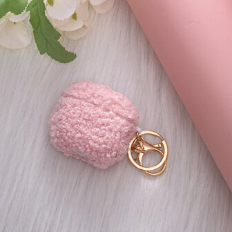 AirPods 4 - Roze - Schokbestendig Teddy Furr Cover met Ring &amp;amp; Sleutelhanger