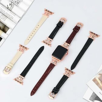 Lederen Band voor 42/44/45/49 mm - Effen Groen
