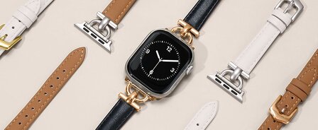 Lederen Band voor 42/44/45/49 mm - Effen Groen