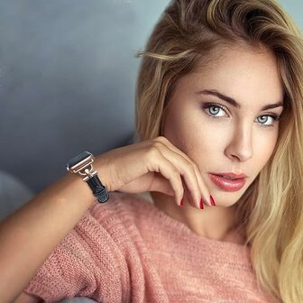 Lederen Band voor 42/44/45/49 mm - Effen Groen