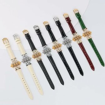 Lederen Band voor 42/44/45/49 mm - Effen Groen