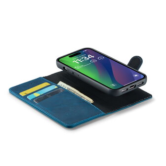 iPhone 15 - Navy Blue - 2 in 1 Lederen MagSafe Case