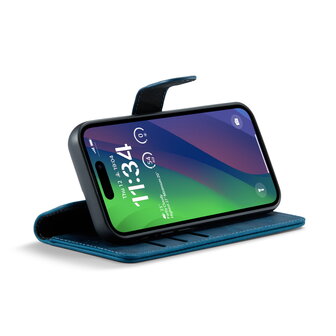 iPhone 15 - Navy Blue - 2 in 1 Lederen MagSafe Case