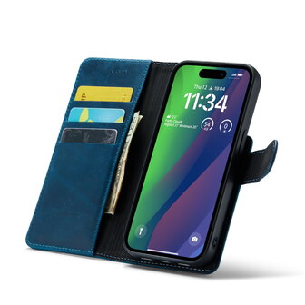iPhone 15 - Navy Blue - 2 in 1 Lederen MagSafe Case