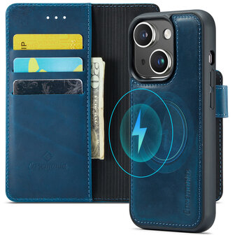 iPhone 15 - Navy Blue - 2 in 1 Lederen MagSafe Case