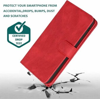 iPhone 13 Pro Max Rood - Book Case met Rits &amp;amp; Extra Vakken