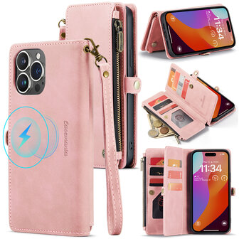 iPhone 15 Pale Pink - MagSafe Book Case met Rits