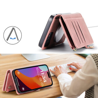 iPhone 15 Pale Pink - MagSafe Book Case met Rits
