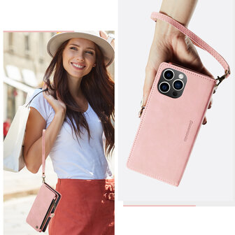 iPhone 15 Pale Pink - MagSafe Book Case met Rits