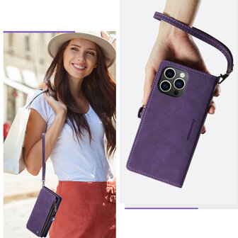 iPhone 15 Deep Purple - MagSafe Book Case met Rits