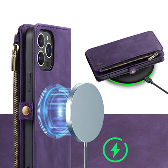 iPhone 15 Deep Purple - MagSafe Book Case met Rits