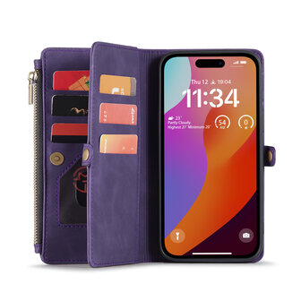 iPhone 15 Deep Purple - MagSafe Book Case met Rits