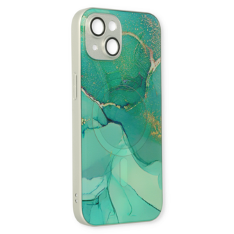 iPhone 14 Blauw - MagSafe TPU Marmer
