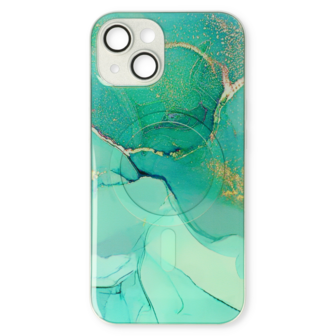 iPhone 14 Blauw - MagSafe TPU Marmer