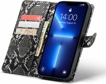 iPhone 13 Pro Max Zwart - 2 in 1 Slangen Book Case