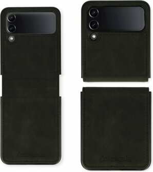 Samsung Z Flip 4 Charcoal Gray - Kunstlederen Back Cover