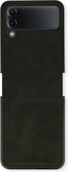Samsung Z Flip 4 Charcoal Gray - Kunstlederen Back Cover