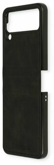 Samsung Z Flip 4 Charcoal Gray - Kunstlederen Back Cover