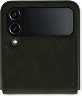 Samsung Z Flip 4 Charcoal Gray - Kunstlederen Back Cover