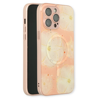 iPhone 14 Pro Max Roze - MagSafe TPU Marmer