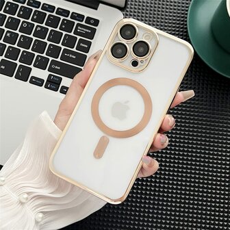 iPhone 14 Pro Max Goud - TPU Back Cover Geschikt voor Magsafe