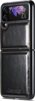 Samsung Z Flip 3 Charcoal Gray - Kunstlederen Back Cover