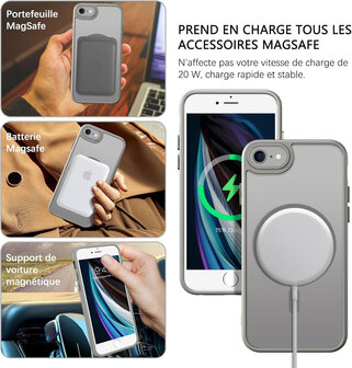 iPhone SE 2022 - Grijs - MagSafe Matte Armor met Cam Bescherming