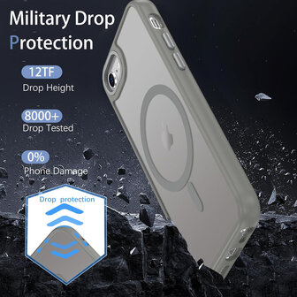 iPhone SE 2022 - Grijs - MagSafe Matte Armor met Cam Bescherming
