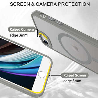 iPhone SE 2022 - Grijs - MagSafe Matte Armor met Cam Bescherming