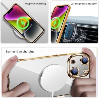 iPhone 14 Goud - TPU Back Cover Geschikt voor Magsafe