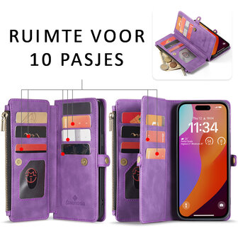 iPhone 15 Bright Lila - MagSafe Book Case met Rits