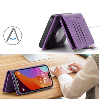 iPhone 15 Bright Lila - MagSafe Book Case met Rits