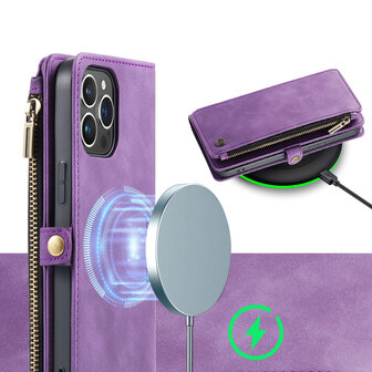 iPhone 15 Bright Lila - MagSafe Book Case met Rits