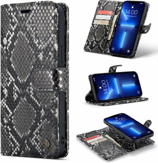 iPhone 13 Mini Zwart - 2 in 1 Slangen Book Case