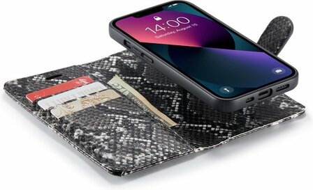 iPhone 13 Mini Zwart - 2 in 1 Slangen Book Case