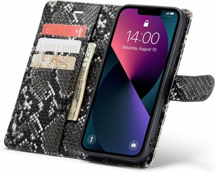 iPhone 13 Mini Zwart - 2 in 1 Slangen Book Case