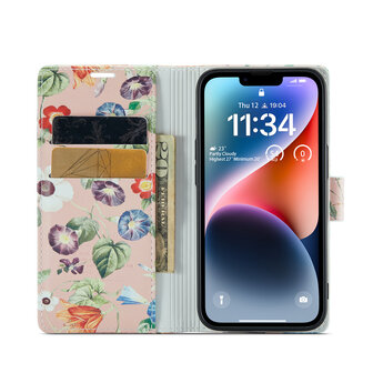 iPhone 14 met Bloemen Print - Book Case