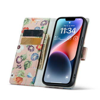 iPhone 14 met Bloemen Print - Book Case