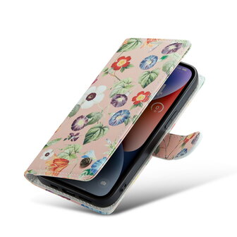 iPhone 14 met Bloemen Print - Book Case