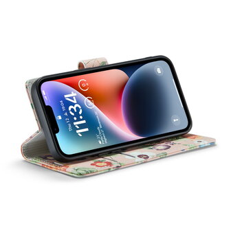 iPhone 14 met Bloemen Print - Book Case