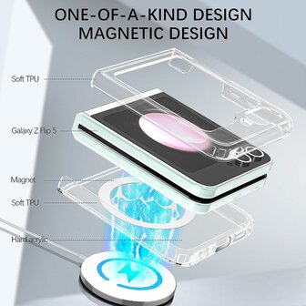 Samsung Z Flip 5 Transparant - Back Cover - Geschikt voor MagSafe