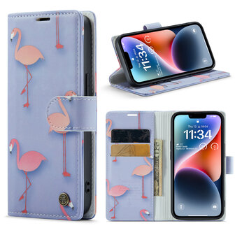 iPhone 14 met Flamingo Print - Book Case