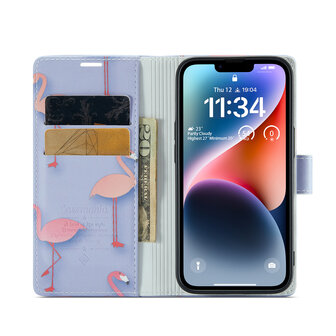 iPhone 14 met Flamingo Print - Book Case