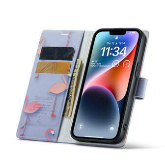 iPhone 14 met Flamingo Print - Book Case