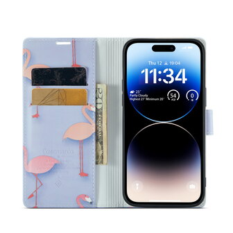 iPhone 14 Pro met Flamingo Print - Book Case